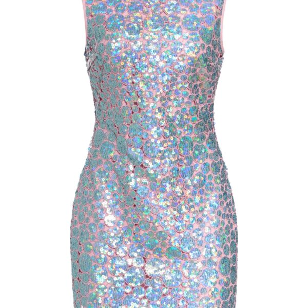 Markarian Galaxie Blue Iridescent Paillette Mini Dress - Dresses - New York Luxury Occasion Wear at Coveti