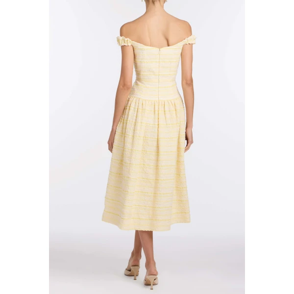 Markarian Georgie Lemon Textured Stripe Midi Dress, view 4