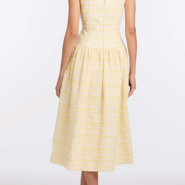 Markarian Georgie Lemon Textured Stripe Midi Dress - Dresses - New York Luxury Occasion Wear at Coveti