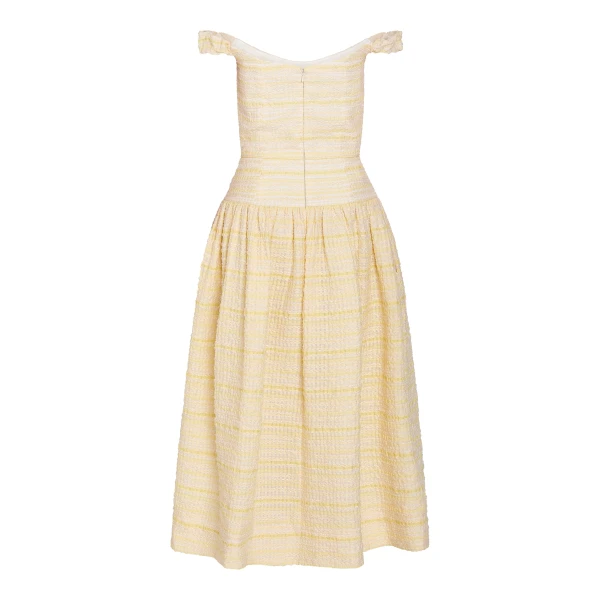 Markarian Georgie Lemon Textured Stripe Midi Dress, view 5