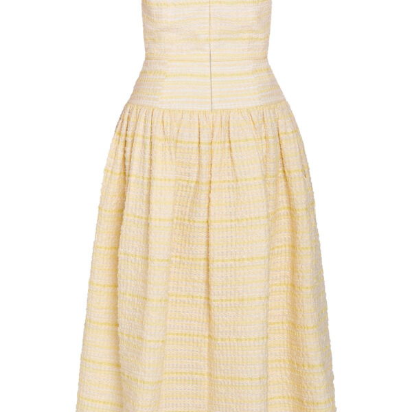 Markarian Georgie Lemon Textured Stripe Midi Dress - Dresses - New York Luxury Occasion Wear at Coveti