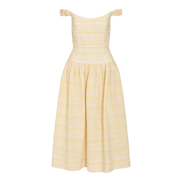 Markarian Georgie Lemon Textured Stripe Midi Dress