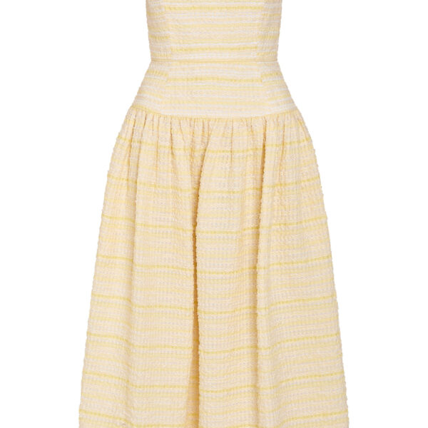 Markarian Georgie Lemon Textured Stripe Midi Dress - Dresses - New York Luxury Occasion Wear at Coveti