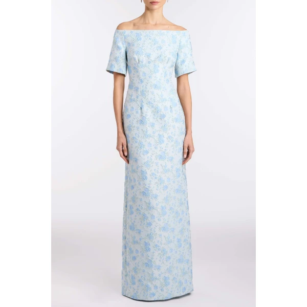 Markarian Gilda Cornflower And Mint Brocade Gown, view 2