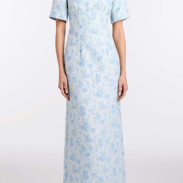 Markarian Gilda Cornflower And Mint Brocade Gown - Dresses - New York Luxury Occasion Wear at Coveti