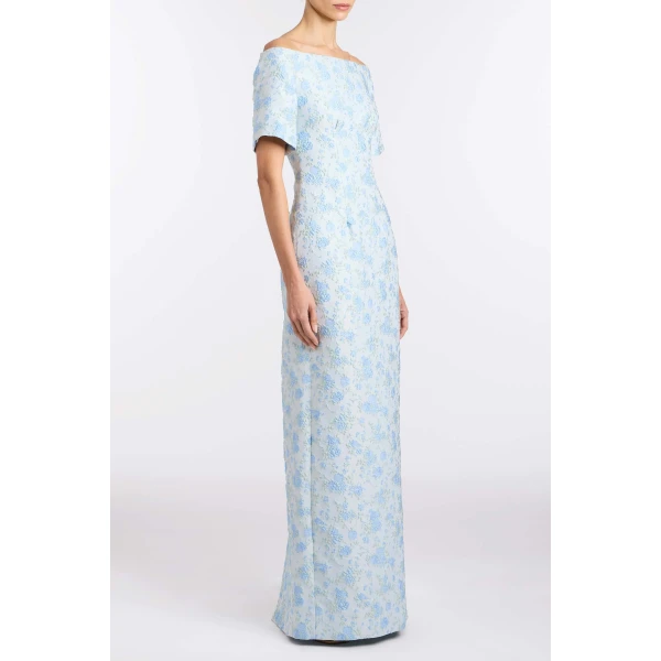 Markarian Gilda Cornflower And Mint Brocade Gown, view 3