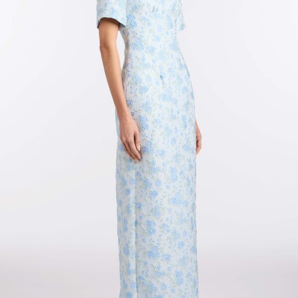 Markarian Gilda Cornflower And Mint Brocade Gown - Dresses - New York Luxury Occasion Wear at Coveti