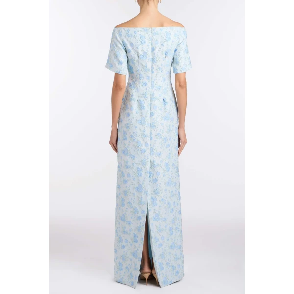Markarian Gilda Cornflower And Mint Brocade Gown, view 4