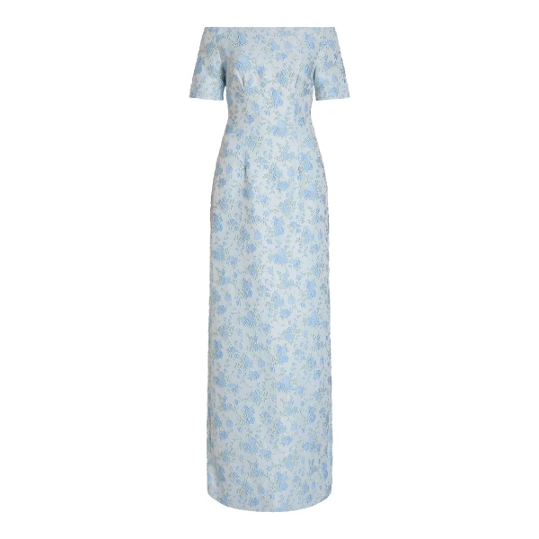 Markarian Gilda Cornflower And Mint Brocade Gown