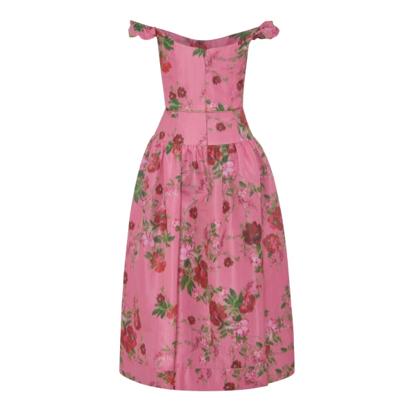 Markarian Giorgia Pink Floral Ikat Midi Dress, view 5