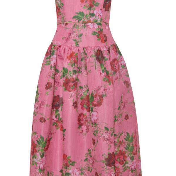 Markarian Giorgia Pink Floral Ikat Midi Dress - Dresses - New York Luxury Occasion Wear at Coveti