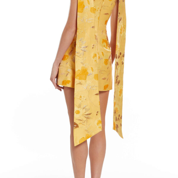 Markarian Gita Gold Floral Brocade Mini Dress - Dresses - New York Luxury Occasion Wear at Coveti