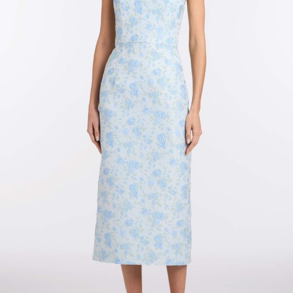 Markarian Giulia Cornflower And Mint Brocade Dress - Dresses - New York Luxury Occasion Wear at Coveti