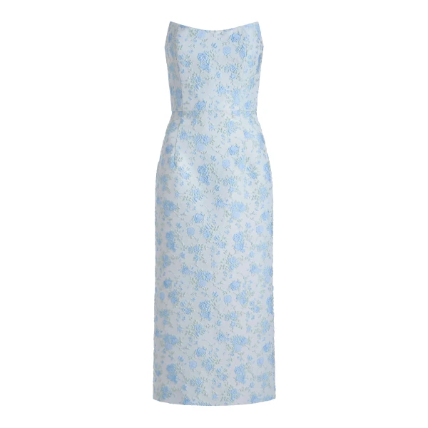 Markarian Giulia Cornflower And Mint Brocade Dress