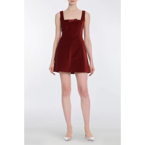 Markarian Jeanine Burgundy Velvet Mini Dress, view 2