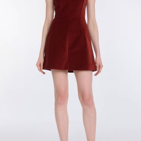Markarian Jeanine Burgundy Velvet Mini Dress - Dresses - New York Luxury Occasion Wear at Coveti