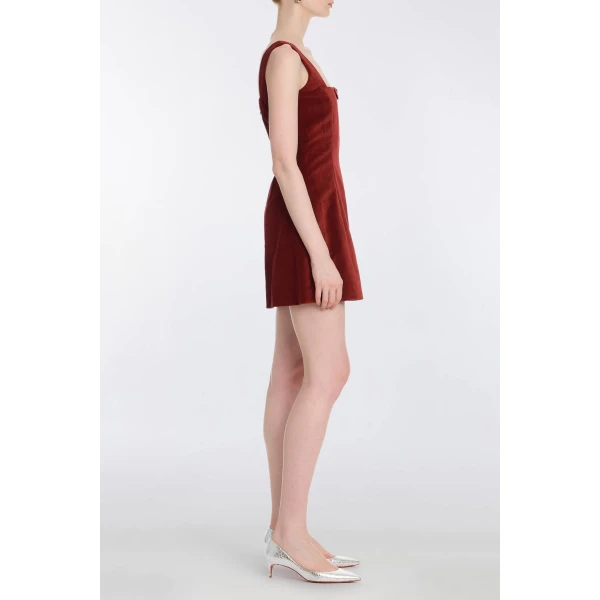 Markarian Jeanine Burgundy Velvet Mini Dress, view 3