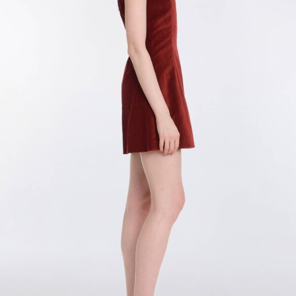 Markarian Jeanine Burgundy Velvet Mini Dress - Dresses - New York Luxury Occasion Wear at Coveti