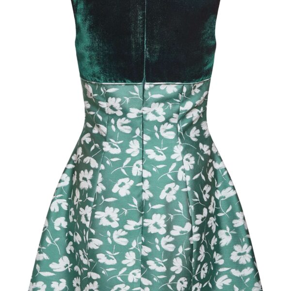 Markarian Jolie Green And White Floral Brocade Contrasting Bodice Mini Dress - Dresses - New York Luxury Occasion Wear at Coveti
