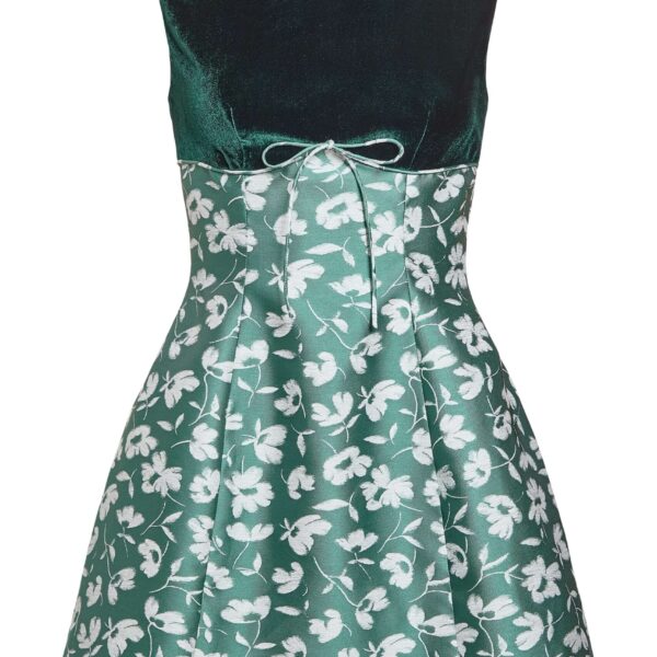 Markarian Jolie Green And White Floral Brocade Contrasting Bodice Mini Dress - Dresses - New York Luxury Occasion Wear at Coveti