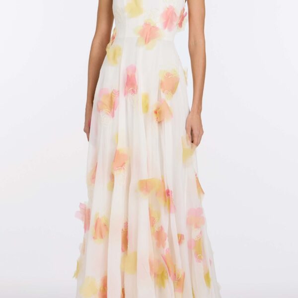 Markarian Laila Floral Beaded Organza Strapless Gown - Dresses - New York Luxury Occasion Wear at Coveti