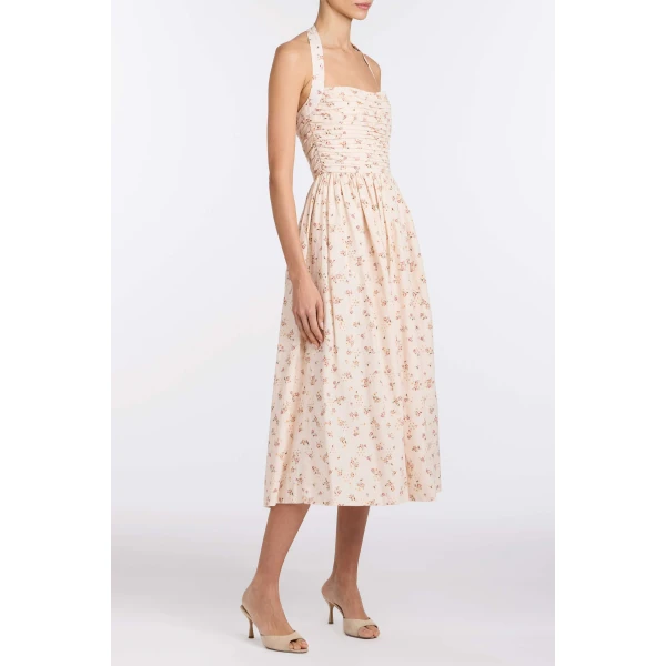 Markarian Leia Blush Bouquet Halter Neck Midi Dress, view 3