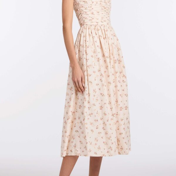 Markarian Leia Blush Bouquet Halter Neck Midi Dress - Dresses - New York Luxury Occasion Wear at Coveti
