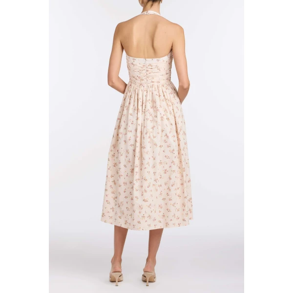 Markarian Leia Blush Bouquet Halter Neck Midi Dress, view 4