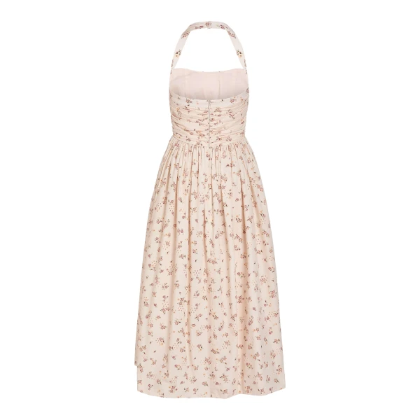 Markarian Leia Blush Bouquet Halter Neck Midi Dress, view 5