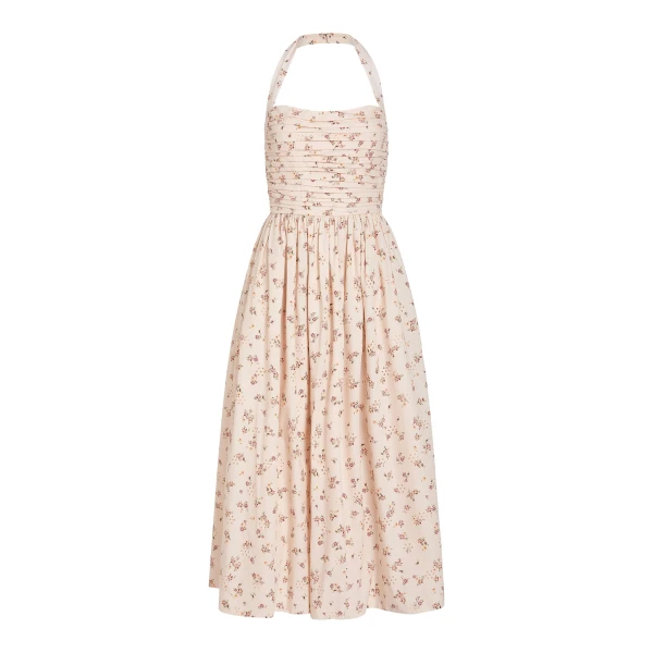 Markarian Leia Blush Bouquet Halter Neck Midi Dress