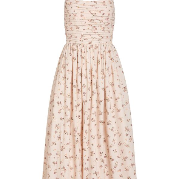 Markarian Leia Blush Bouquet Halter Neck Midi Dress - Dresses - New York Luxury Occasion Wear at Coveti