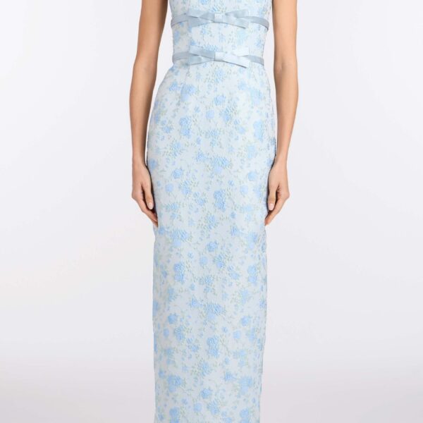 Markarian Lillia Cornflower And Mint Brocade Gown - Dresses - New York Luxury Occasion Wear at Coveti