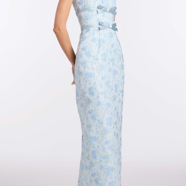 Markarian Lillia Cornflower And Mint Brocade Gown - Dresses - New York Luxury Occasion Wear at Coveti