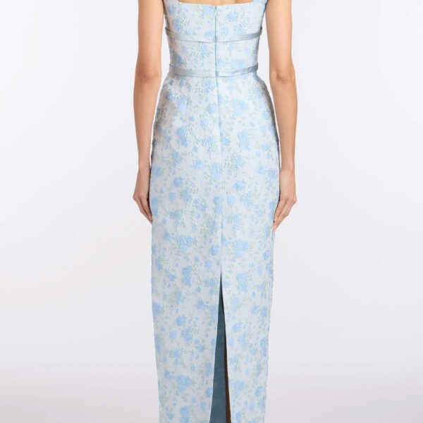 Markarian Lillia Cornflower And Mint Brocade Gown - Dresses - New York Luxury Occasion Wear at Coveti