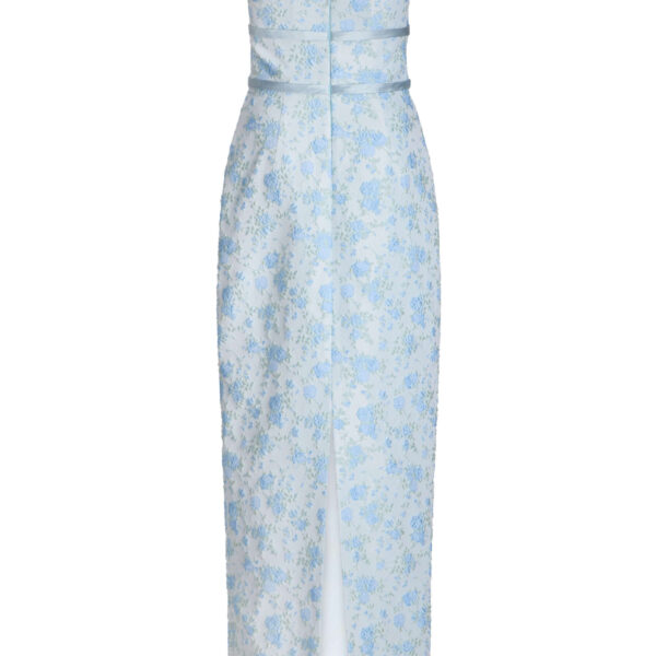 Markarian Lillia Cornflower And Mint Brocade Gown - Dresses - New York Luxury Occasion Wear at Coveti