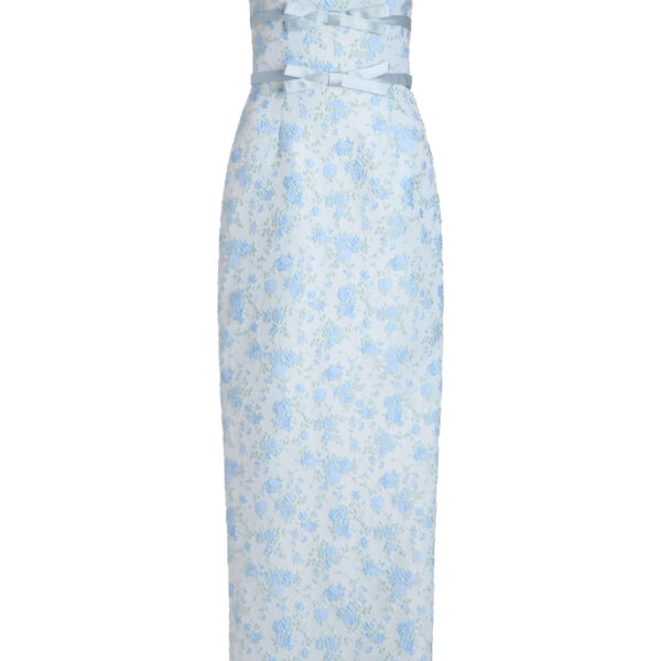 Markarian Lillia Cornflower And Mint Brocade Gown - Dresses - New York Luxury Occasion Wear at Coveti