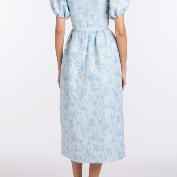Markarian Lillian Cornflower And Mint Brocade Midi Dress - Dresses - New York Luxury Occasion Wear at Coveti