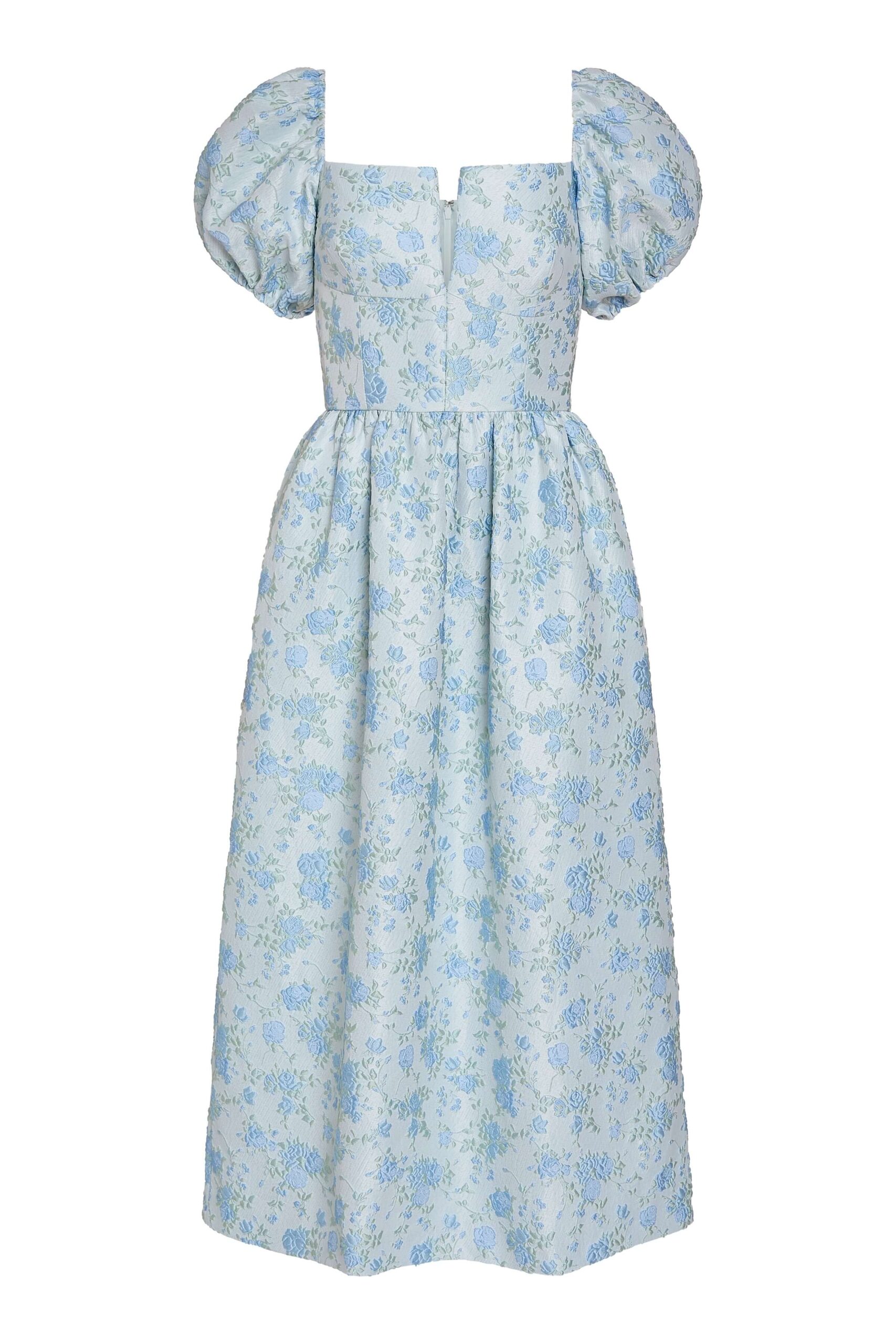 Markarian Lillian Cornflower And Mint Brocade Midi Dress - Dresses - New York Luxury Occasion Wear at Coveti