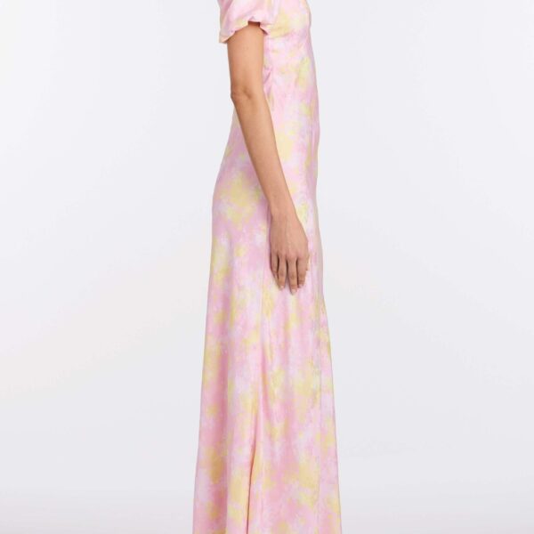 Markarian Lilou Floral Satin Puff Sleeve Gown - Dresses - New York Luxury Occasion Wear at Coveti