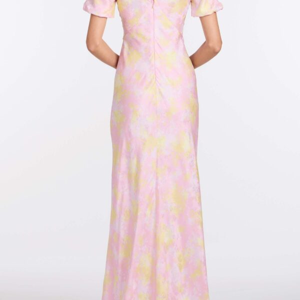 Markarian Lilou Floral Satin Puff Sleeve Gown - Dresses - New York Luxury Occasion Wear at Coveti