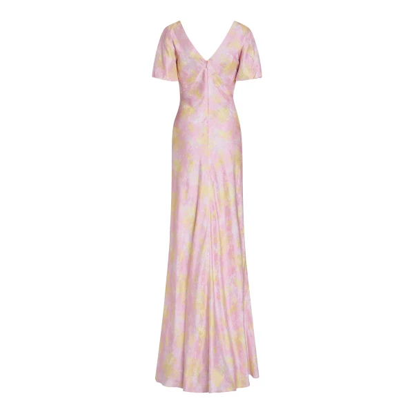 Markarian Lilou Floral Satin Puff Sleeve Gown, view 5