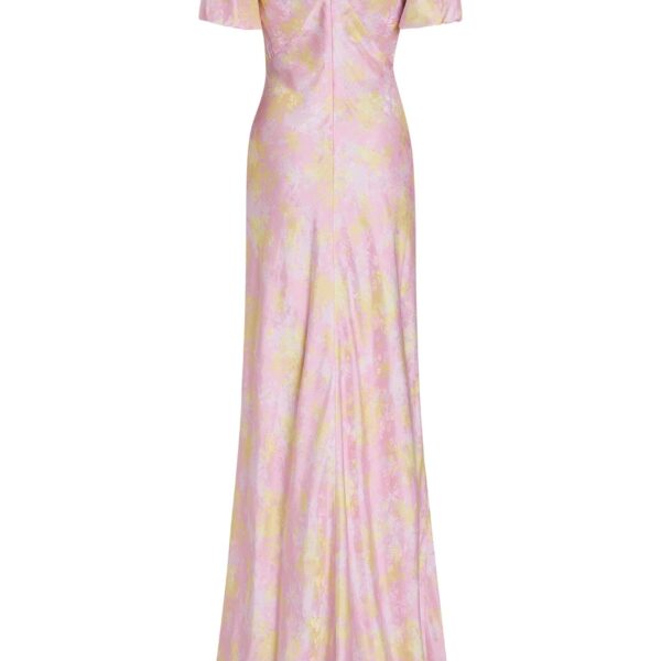 Markarian Lilou Floral Satin Puff Sleeve Gown - Dresses - New York Luxury Occasion Wear at Coveti