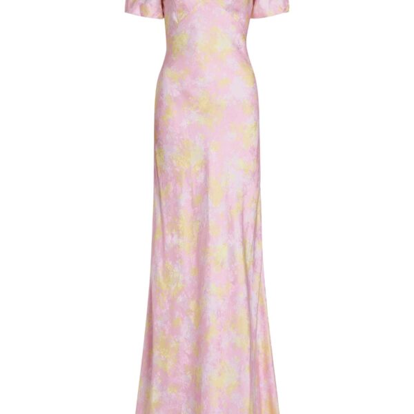 Markarian Lilou Floral Satin Puff Sleeve Gown - Dresses - New York Luxury Occasion Wear at Coveti