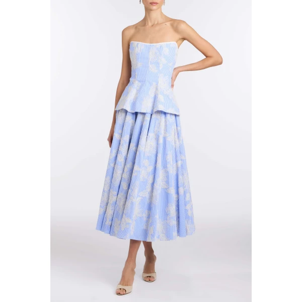 Markarian Lola Floral Embroidered Strapless Top, view 2