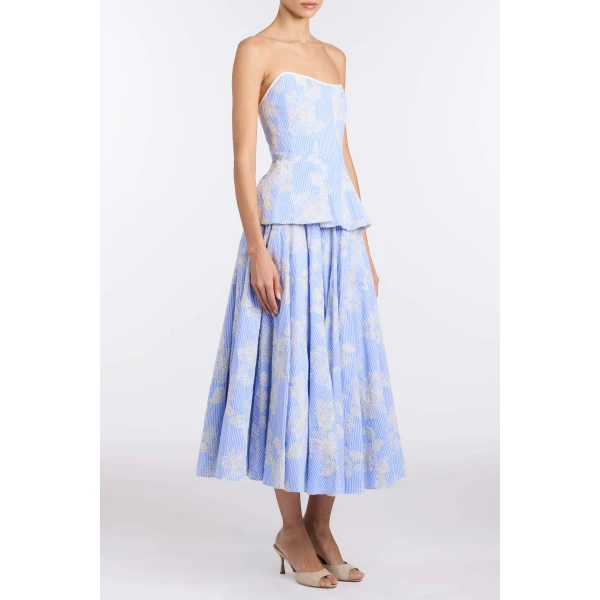 Markarian Lola Floral Embroidered Strapless Top, view 3