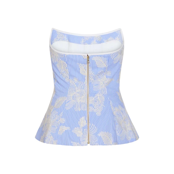Markarian Lola Floral Embroidered Strapless Top, view 5