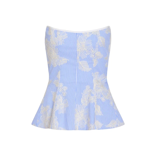 Markarian Lola Floral Embroidered Strapless Top