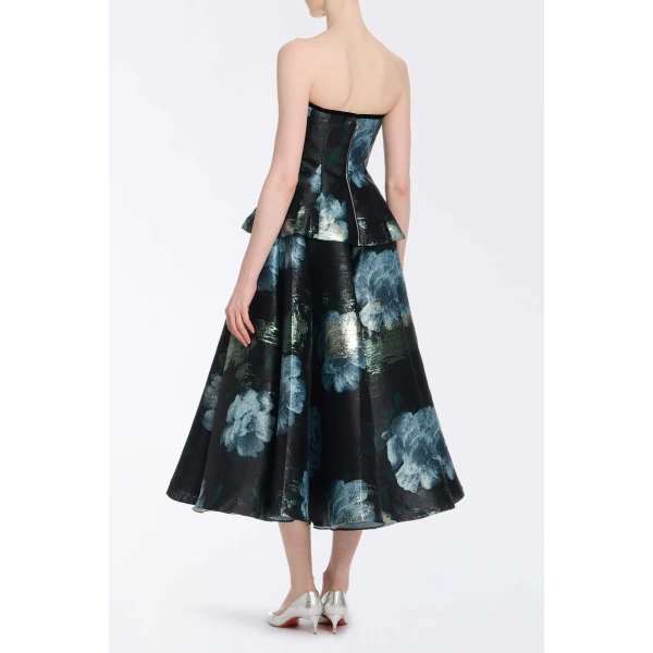Markarian Lola Metallic Watercolor Floral Brocade Top, view 3