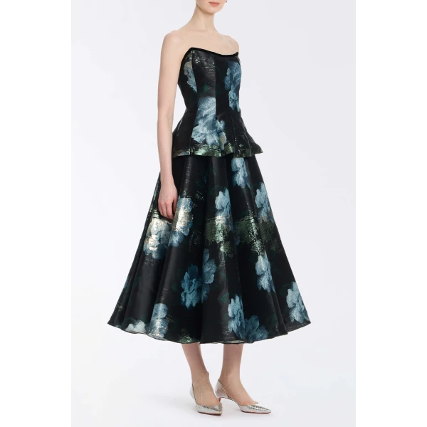 Markarian Lola Metallic Watercolor Floral Brocade Top, view 4