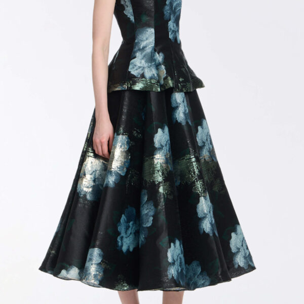 Markarian Lola Metallic Watercolor Floral Brocade Top - Tops - New York Luxury Occasion Wear at Coveti